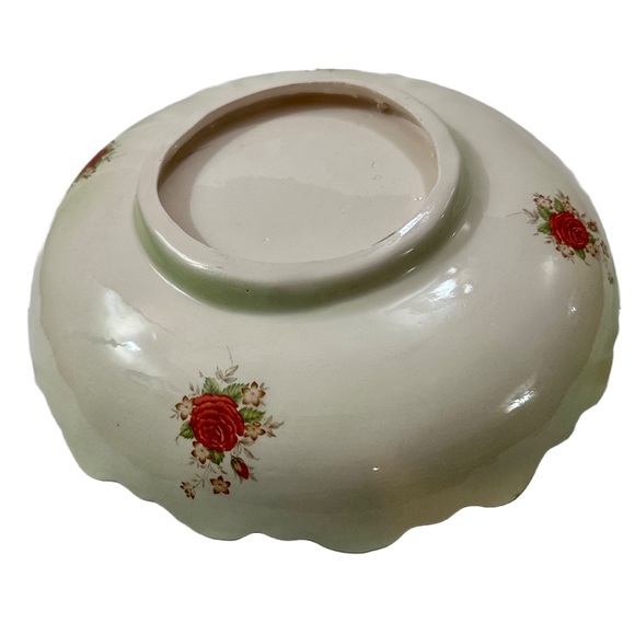 Vintage Antique Green Floral Pitcher and Wash Basin with Gold Trim 1950s - Picture 14 of 16